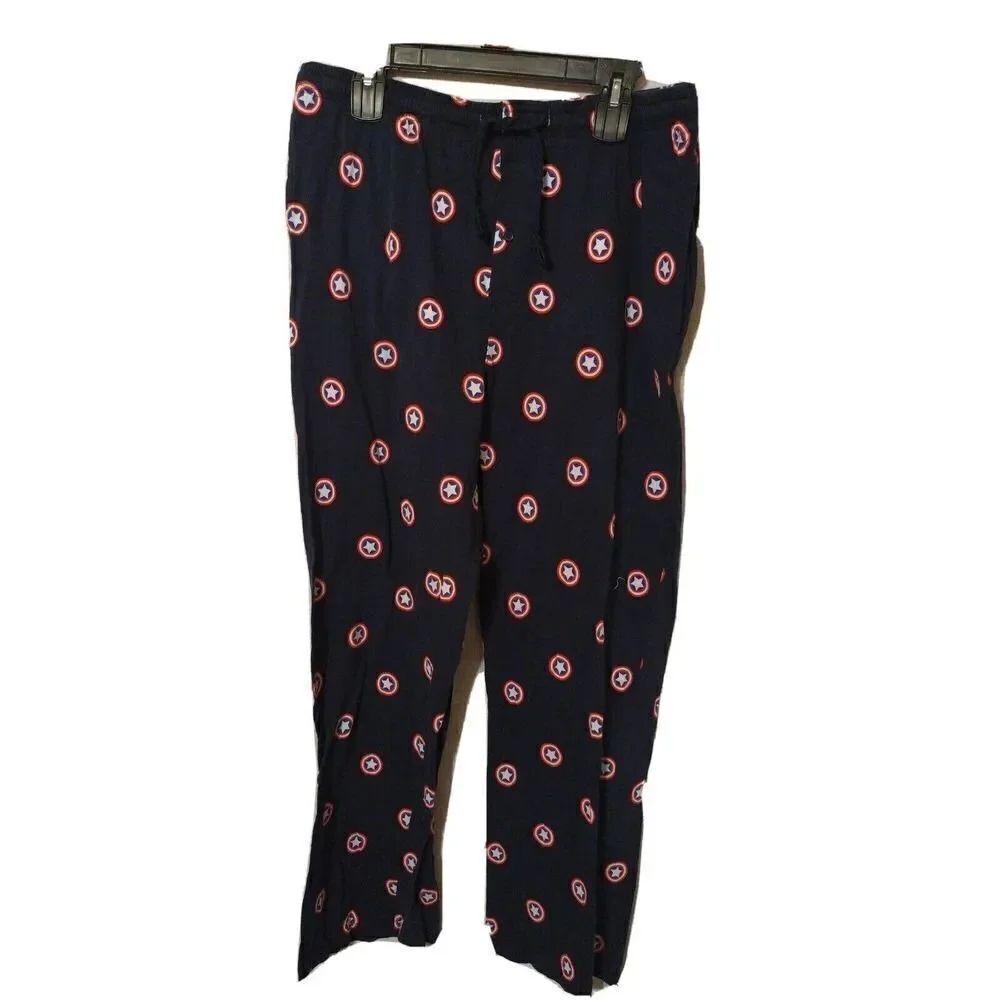 Marvel Captain America Lounge Sleep Pants Mens 2XL Cap Shield Red White Blue